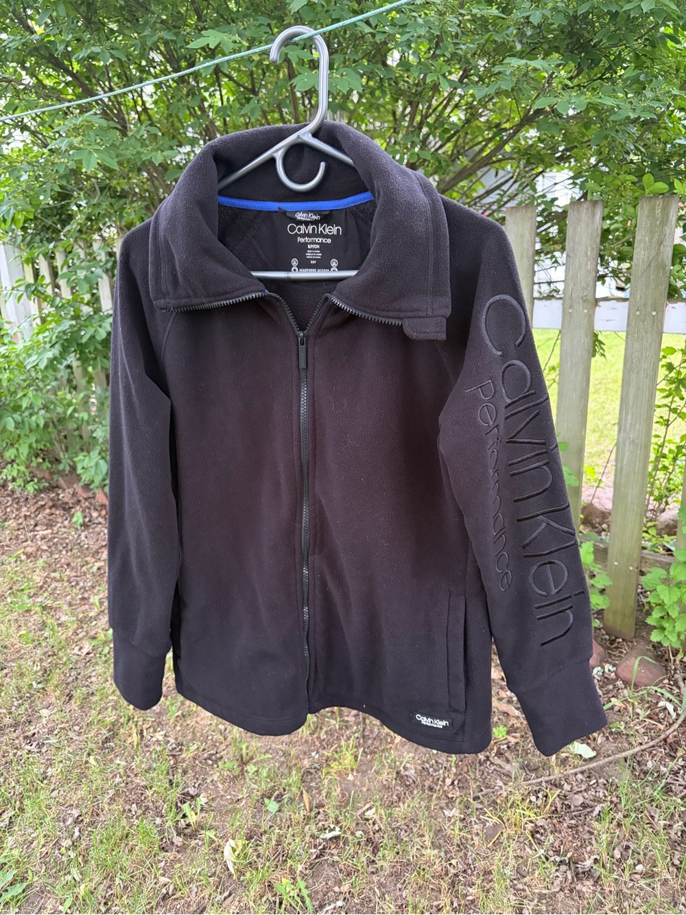 Calvin Klein Performance Black Fleece Hoodie with Blue Trim